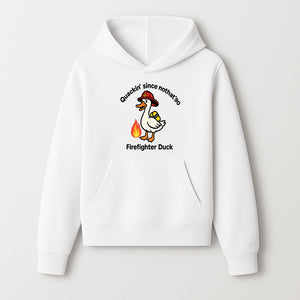 Firefighter Duck Design - Quackin' Since '90 Funny Fireman Graphic for Animal Lovers and Firefighting Enthusiasts - Hoodie 1757912470802.jpg