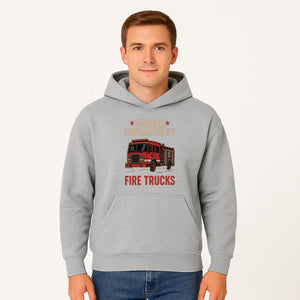 Easily Distracted by Fire Trucks Retro Graphic Tee | Firefighter Enthusiast Shirt | Fun Casual Wear - Hoodie 1757912470807.jpg