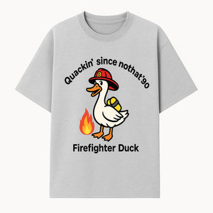 Firefighter Duck Design - Quackin' Since '90 Funny Fireman Graphic for Animal Lovers and Firefighting Enthusiasts - T-shirt 1757912472295.jpg