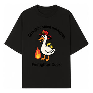Firefighter Duck Design - Quackin' Since '90 Funny Fireman Graphic for Animal Lovers and Firefighting Enthusiasts - T-shirt 1757912472494.jpg