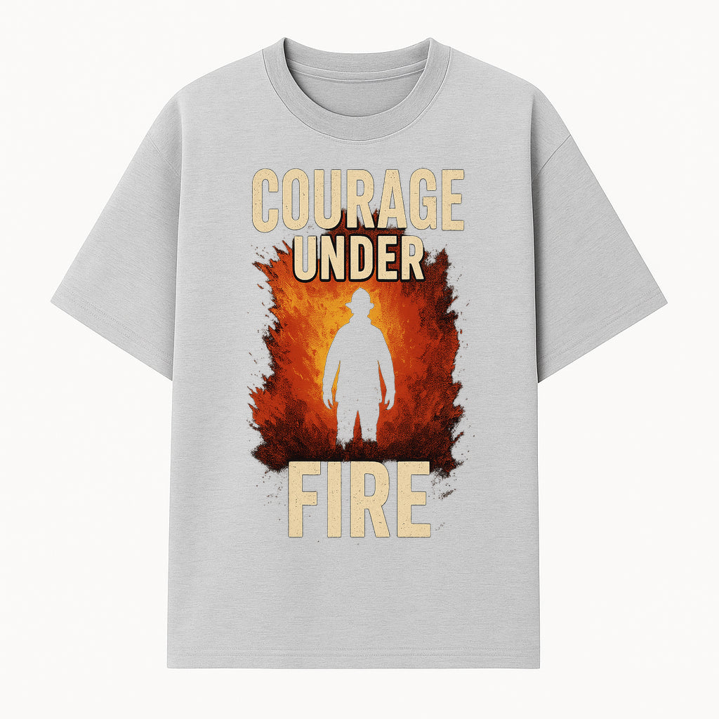 Courage Under Fire Firefighter T-Shirt | Inspirational Graphic Tee for Heroes | Vintage Style Firefighting Apparel - T-shirt 1757912472580.jpg