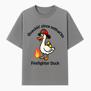 Firefighter Duck Design - Quackin' Since '90 Funny Fireman Graphic for Animal Lovers and Firefighting Enthusiasts - T-shirt 1757912472967.jpg
