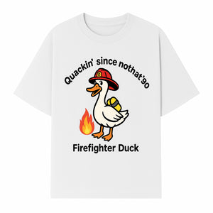 Firefighter Duck Design - Quackin' Since '90 Funny Fireman Graphic for Animal Lovers and Firefighting Enthusiasts - T-shirt 1757912474170.jpg