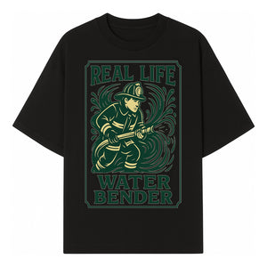 Real Life Water Bender Firefighter Graphic T-Shirt | Fireman Humor Gifts | Cute Firefighter Apparel | Funny Firefighting Design - T-shirt 1757912474647.jpg
