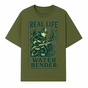 Real Life Water Bender Firefighter Graphic T-Shirt | Fireman Humor Gifts | Cute Firefighter Apparel | Funny Firefighting Design - T-shirt 1757912474981.jpg