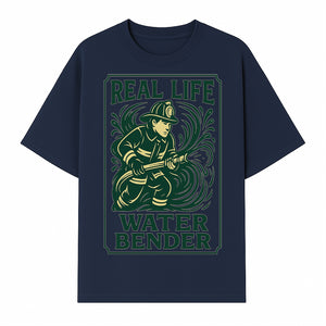 Real Life Water Bender Firefighter Graphic T-Shirt | Fireman Humor Gifts | Cute Firefighter Apparel | Funny Firefighting Design - T-shirt 1757912475822.jpg