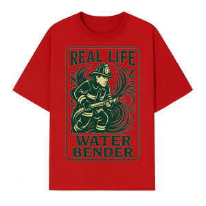 Real Life Water Bender Firefighter Graphic T-Shirt | Fireman Humor Gifts | Cute Firefighter Apparel | Funny Firefighting Design - T-shirt 1757912476013.jpg
