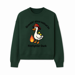 Firefighter Duck Design - Quackin' Since '90 Funny Fireman Graphic for Animal Lovers and Firefighting Enthusiasts - Sweatshirt 1757912476112.jpg