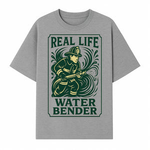 Real Life Water Bender Firefighter Graphic T-Shirt | Fireman Humor Gifts | Cute Firefighter Apparel | Funny Firefighting Design - T-shirt 1757912476222.jpg