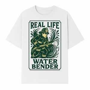 Real Life Water Bender Firefighter Graphic T-Shirt | Fireman Humor Gifts | Cute Firefighter Apparel | Funny Firefighting Design - T-shirt 1757912476392.jpg