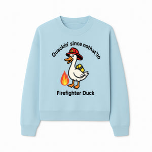 Firefighter Duck Design - Quackin' Since '90 Funny Fireman Graphic for Animal Lovers and Firefighting Enthusiasts - Sweatshirt 1757912476488.jpg