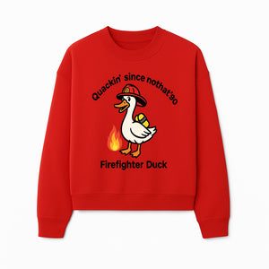 Firefighter Duck Design - Quackin' Since '90 Funny Fireman Graphic for Animal Lovers and Firefighting Enthusiasts - Sweatshirt 1757912477125.jpg
