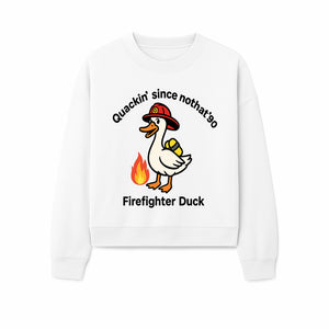 Firefighter Duck Design - Quackin' Since '90 Funny Fireman Graphic for Animal Lovers and Firefighting Enthusiasts - Sweatshirt 1757912477456.jpg