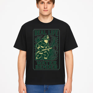 Real Life Water Bender Firefighter Graphic T-Shirt | Fireman Humor Gifts | Cute Firefighter Apparel | Funny Firefighting Design - T-shirt 1757912477582.jpg