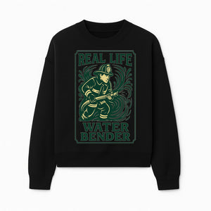 Real Life Water Bender Firefighter Graphic T-Shirt | Fireman Humor Gifts | Cute Firefighter Apparel | Funny Firefighting Design - Sweatshirt 1757912478146.jpg