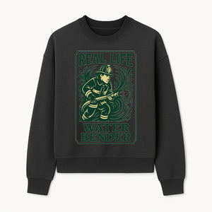 Real Life Water Bender Firefighter Graphic T-Shirt | Fireman Humor Gifts | Cute Firefighter Apparel | Funny Firefighting Design - Sweatshirt 1757912478292.jpg