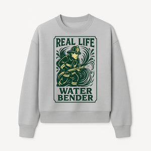 Real Life Water Bender Firefighter Graphic T-Shirt | Fireman Humor Gifts | Cute Firefighter Apparel | Funny Firefighting Design - Sweatshirt 1757912478617.jpg