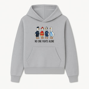 Funny Duck Designs: No One Fights Alone Cop, Firefighter, EMT & Dispatcher Ducks Graphic Tees for Supportive Humor - Hoodie 1757912479263.jpg