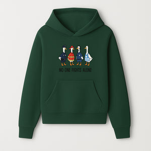 Funny Duck Designs: No One Fights Alone Cop, Firefighter, EMT & Dispatcher Ducks Graphic Tees for Supportive Humor - Hoodie 1757912479773.jpg