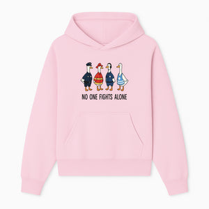 Funny Duck Designs: No One Fights Alone Cop, Firefighter, EMT & Dispatcher Ducks Graphic Tees for Supportive Humor - Hoodie 1757912480292.jpg