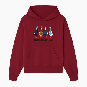 Funny Duck Designs: No One Fights Alone Cop, Firefighter, EMT & Dispatcher Ducks Graphic Tees for Supportive Humor - Hoodie 1757912480429.jpg