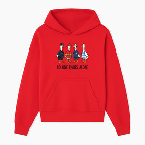 Funny Duck Designs: No One Fights Alone Cop, Firefighter, EMT & Dispatcher Ducks Graphic Tees for Supportive Humor - Hoodie 1757912480708.jpg