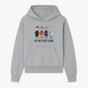 Funny Duck Designs: No One Fights Alone Cop, Firefighter, EMT & Dispatcher Ducks Graphic Tees for Supportive Humor - Hoodie 1757912480862.jpg