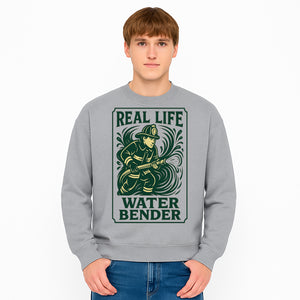 Real Life Water Bender Firefighter Graphic T-Shirt | Fireman Humor Gifts | Cute Firefighter Apparel | Funny Firefighting Design - Sweatshirt 1757912480908.jpg