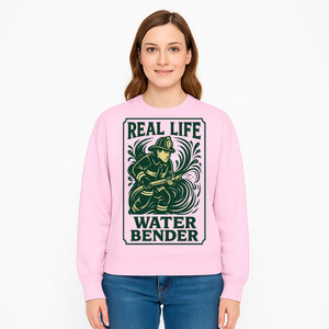 Real Life Water Bender Firefighter Graphic T-Shirt | Fireman Humor Gifts | Cute Firefighter Apparel | Funny Firefighting Design - Sweatshirt 1757912481090.jpg