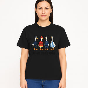Funny Duck Designs: No One Fights Alone Cop, Firefighter, EMT & Dispatcher Ducks Graphic Tees for Supportive Humor - T-shirt 1757912485523.jpg