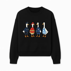 Funny Duck Designs: No One Fights Alone Cop, Firefighter, EMT & Dispatcher Ducks Graphic Tees for Supportive Humor - Sweatshirt 1757912485940.jpg