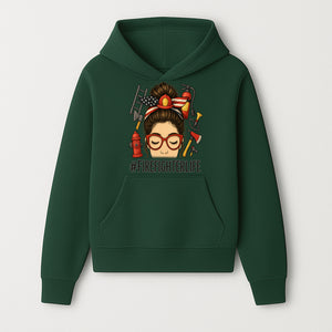 Firefighter Life Graphic Tee - Girl with Firefighter Gear and Accessories - Inspirational Gift for Firefighters - Unique Firefighting Apparel - Hoodie 1757914227939.jpg