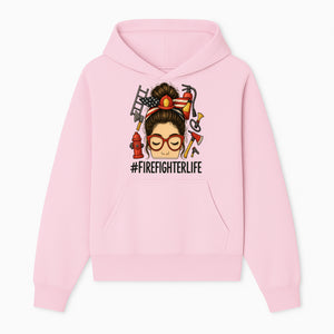 Firefighter Life Graphic Tee - Girl with Firefighter Gear and Accessories - Inspirational Gift for Firefighters - Unique Firefighting Apparel - Hoodie 1757914228409.jpg