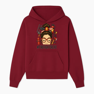 Firefighter Life Graphic Tee - Girl with Firefighter Gear and Accessories - Inspirational Gift for Firefighters - Unique Firefighting Apparel - Hoodie 1757914228565.jpg
