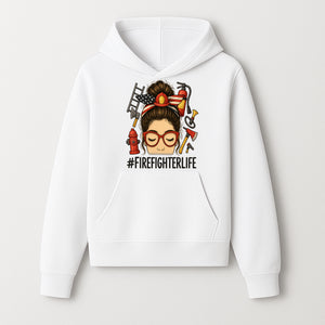Firefighter Life Graphic Tee - Girl with Firefighter Gear and Accessories - Inspirational Gift for Firefighters - Unique Firefighting Apparel - Hoodie 1757914229191.jpg