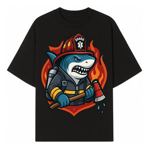 Firefighter Shark Graphic Tee - Cool Shark Fireman Design for Kids & Adults - Fun Firefighter Humor Shirt for Animal Lovers - T-shirt 1757914230676.jpg