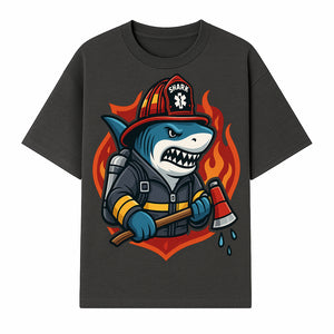 Firefighter Shark Graphic Tee - Cool Shark Fireman Design for Kids & Adults - Fun Firefighter Humor Shirt for Animal Lovers - T-shirt 1757914230846.jpg