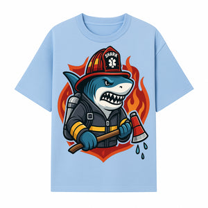 Firefighter Shark Graphic Tee - Cool Shark Fireman Design for Kids & Adults - Fun Firefighter Humor Shirt for Animal Lovers - T-shirt 1757914231396.jpg