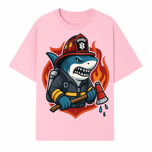 Firefighter Shark Graphic Tee - Cool Shark Fireman Design for Kids & Adults - Fun Firefighter Humor Shirt for Animal Lovers - T-shirt 1757914231573.jpg