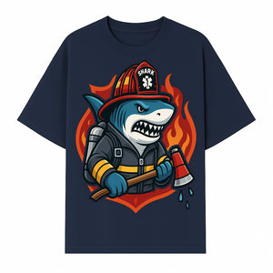 Firefighter Shark Graphic Tee - Cool Shark Fireman Design for Kids & Adults - Fun Firefighter Humor Shirt for Animal Lovers - T-shirt 1757914231892.jpg