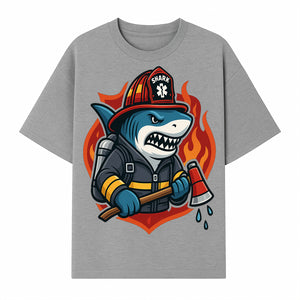 Firefighter Shark Graphic Tee - Cool Shark Fireman Design for Kids & Adults - Fun Firefighter Humor Shirt for Animal Lovers - T-shirt 1757914232243.jpg