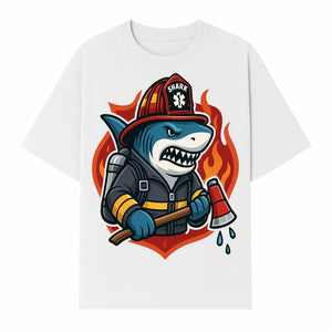 Firefighter Shark Graphic Tee - Cool Shark Fireman Design for Kids & Adults - Fun Firefighter Humor Shirt for Animal Lovers - T-shirt 1757914232436.jpg