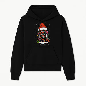 Firefighter Christmas Ornament with Santa Hat, Holiday Lights, & Candy Cane - Festive Decor for Firefighter Appreciation - Hoodie 1757914239172.jpg
