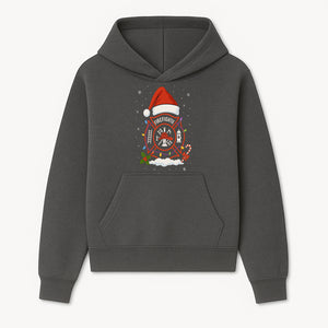 Firefighter Christmas Ornament with Santa Hat, Holiday Lights, & Candy Cane - Festive Decor for Firefighter Appreciation - Hoodie 1757914239281.jpg