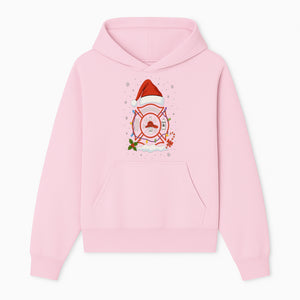 Firefighter Christmas Ornament with Santa Hat, Holiday Lights, & Candy Cane - Festive Decor for Firefighter Appreciation - Hoodie 1757914239919.jpg