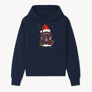 Firefighter Christmas Ornament with Santa Hat, Holiday Lights, & Candy Cane - Festive Decor for Firefighter Appreciation - Hoodie 1757914240355.jpg