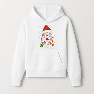 Firefighter Christmas Ornament with Santa Hat, Holiday Lights, & Candy Cane - Festive Decor for Firefighter Appreciation - Hoodie 1757914240856.jpg
