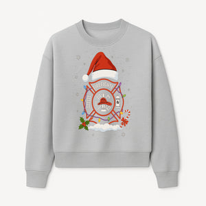 Firefighter Christmas Ornament with Santa Hat, Holiday Lights, & Candy Cane - Festive Decor for Firefighter Appreciation - Sweatshirt 1757914246201.jpg