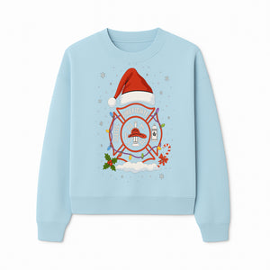 Firefighter Christmas Ornament with Santa Hat, Holiday Lights, & Candy Cane - Festive Decor for Firefighter Appreciation - Sweatshirt 1757914246345.jpg