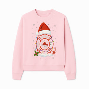 Firefighter Christmas Ornament with Santa Hat, Holiday Lights, & Candy Cane - Festive Decor for Firefighter Appreciation - Sweatshirt 1757914246458.jpg